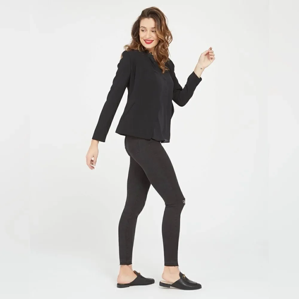 Spanx Vintage Distressed High Rise Skinny Jeans Black Size Extra Large